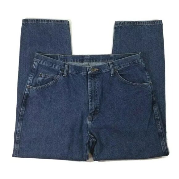Wrangler 96501DS Dark Stonewash Regular Fit Straight Leg Denim Jean Mens 38x30.5 - Picture 3 of 12